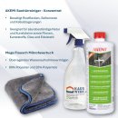Akemi Sanitärreiniger 1 Liter + Sprühflasche + MegaFlausch Microfasertuch grau-blau 1200 g/qm