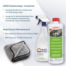 Akemi Sanitärreiniger 1 Liter + Sprühflasche + MegaFlausch Microfasertuch grau-blau 1200 g/qm