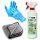 Set HMK R158 Bad- und Duschkabinen-Reiniger 500 ml + Einweghandschuhe + Microfasertuch Mega Flausch grau-schwarz 600 g/qm