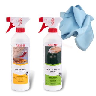 Set / Akemi Triple Effect Spray 500ml + Crystal Clean 500ml + Microfasertuch