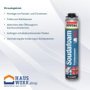 SOUDAL Profi Pistolenschaum GUN B2 / 6 x 750 ml + Pistolenschaumreiniger