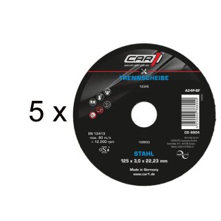 CAR1 Trennscheibe STAHL 125 x 3,0 x 22,23 mm 5 Stück