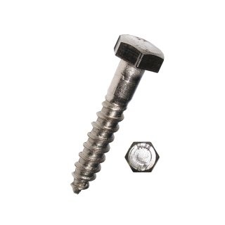 Edelstahl A2 Sechskant Holzschrauben 8 x 80 mm / 10 Stück